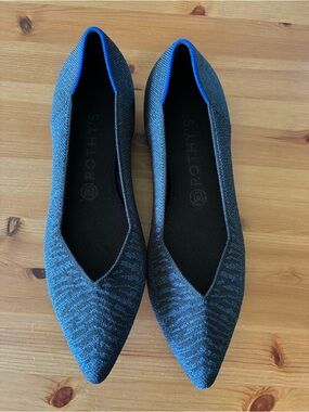 Rothy’s The Point Midnight Metallic Zebra Print Flats Size 10 Retired